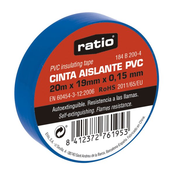 Cinta aislante PVC RATIO 20 m. 10 unidades