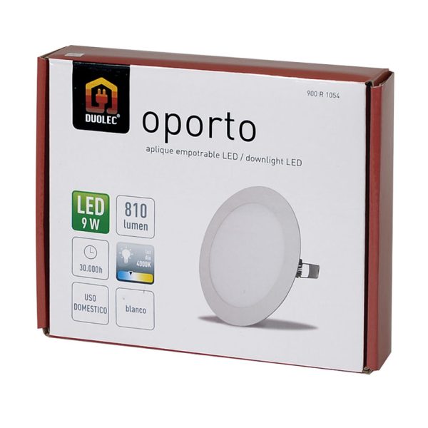 Aplique redondo empotrable LED DUOLEC Oporto 14,5 cm blanco