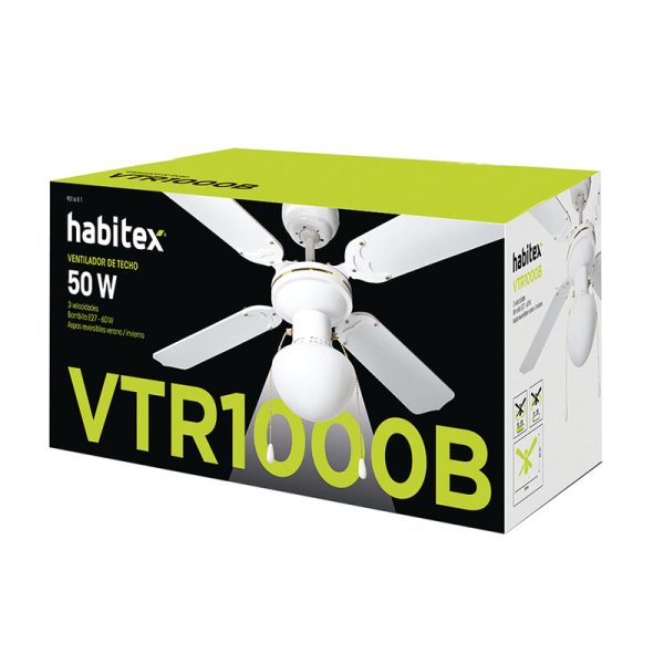 Ventilador techo HABITEX VTR-1000 lacado blanco