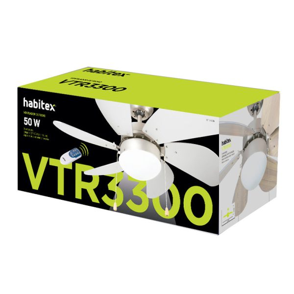 Ventilador techo HABITEX VTR-3300 con luz
