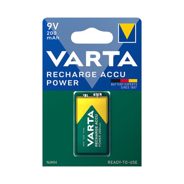 Pila recargable 6LR61 (9V) VARTA Recycled. 10 unidades