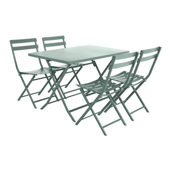 Mesa metálica rectangular plegable Verde Serie Greensboro