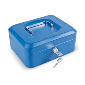  CAJA CAUDAL. C/BAN. AZUL. 20x16xh9 cm.