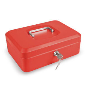 CAJA CAUDAL. C/BAN. ROJO..25x18xh9 cm.