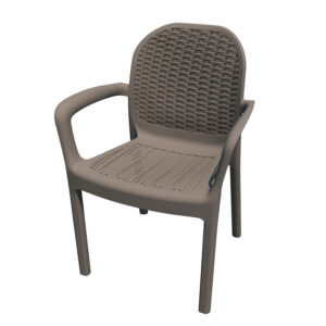 SILLÓN MIRANDA IMIT RATÁN RESINA TAUPE. - Foto